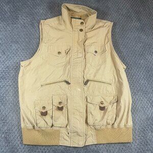 Lauren Ralph Lauren Womens Vest 1X Brown Safari Hunting Fishing Photography Flaw